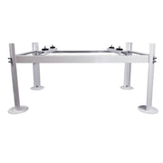 CoolGuard Weldbracket white steel condenser stand, front view with four legs and rubber-topped bolts