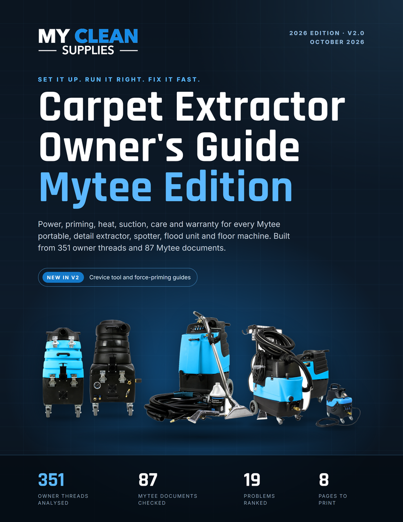 Cover of the Carpet Extractor Owner's Guide, Mytee Edition, 2026, by My Clean Supplies