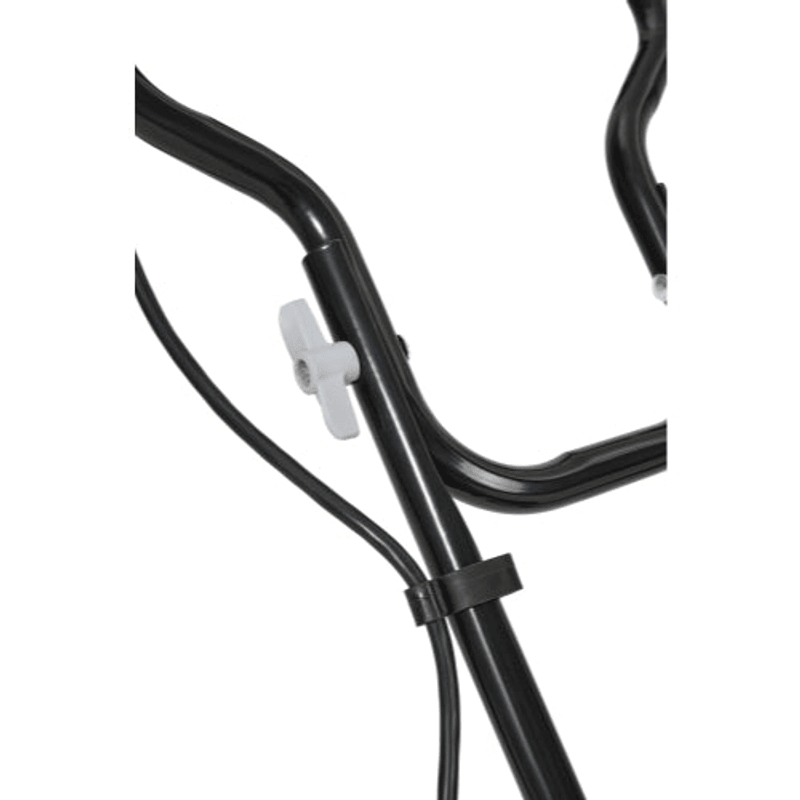 Dapper Supply 14-inch electric tiller folding handle quick-release knob closeup.