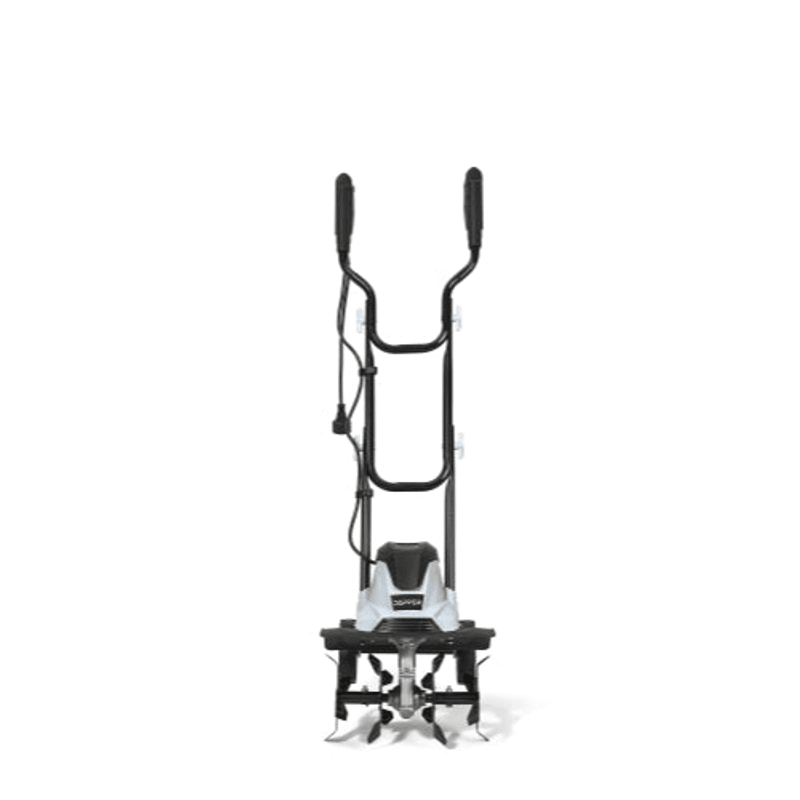 Dapper Supply 14-inch electric tiller cultivator front view.