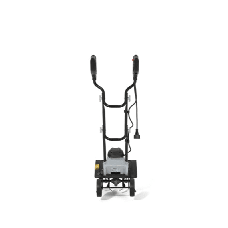 Dapper Supply 14-inch electric tiller cultivator rear view.