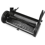 Dapper Supply 16-inch reel mower steel blade reel and bed bar closeup.