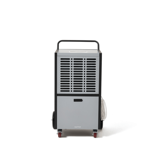 Dapper Supply 190-pint commercial dehumidifier rear view with louvered vent.