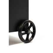 Dapper Supply 190-pint commercial dehumidifier large rear transport wheel closeup.