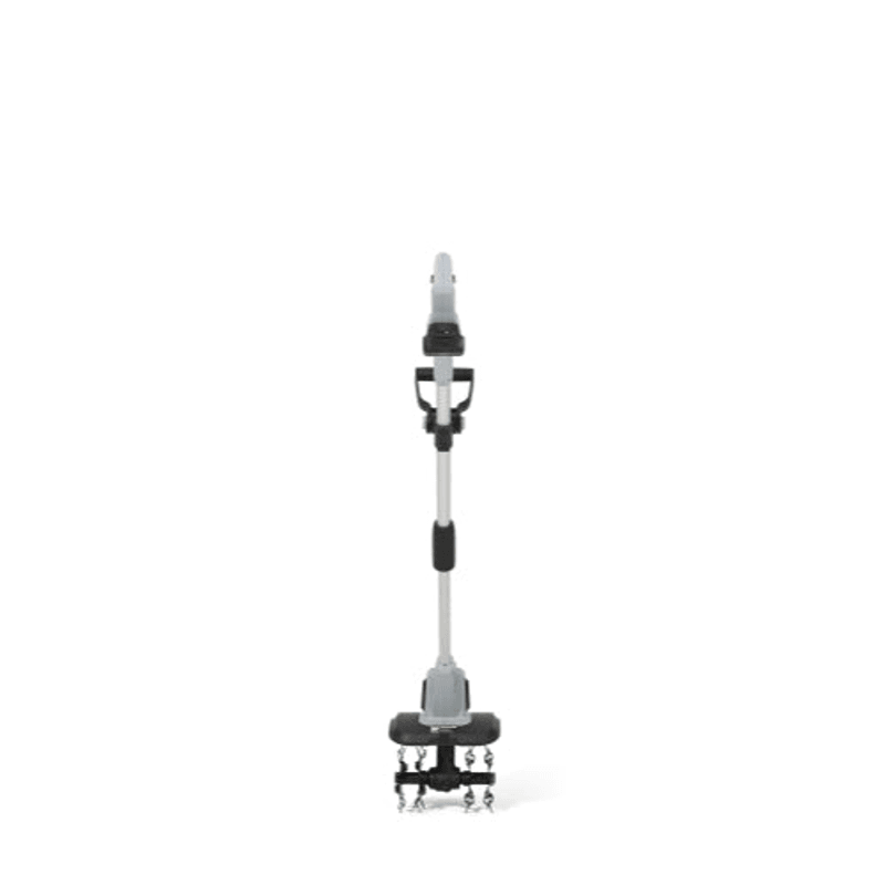 Dapper Supply 20V cordless tiller cultivator rear view.