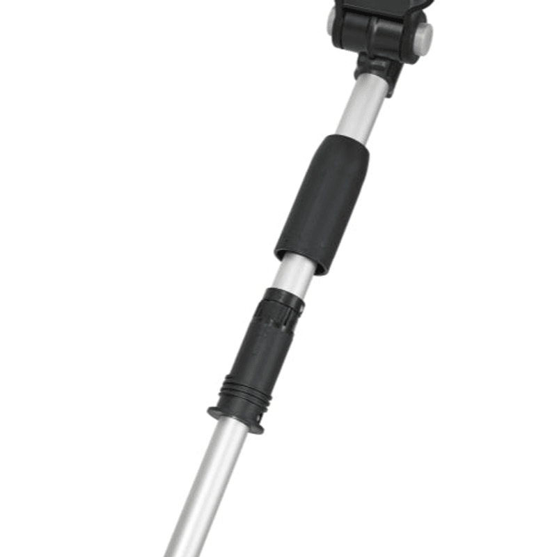 Dapper Supply 20V cordless tiller telescoping pole closeup.