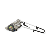 Dapper Supply 22-inch counter-rotating brush machine folded flat for transport.