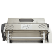 Dapper Supply 22-inch counter-rotating brush machine on and off foot lever label.