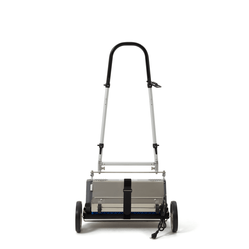 Dapper Supply 22-inch counter-rotating brush machine low front view with brushes.