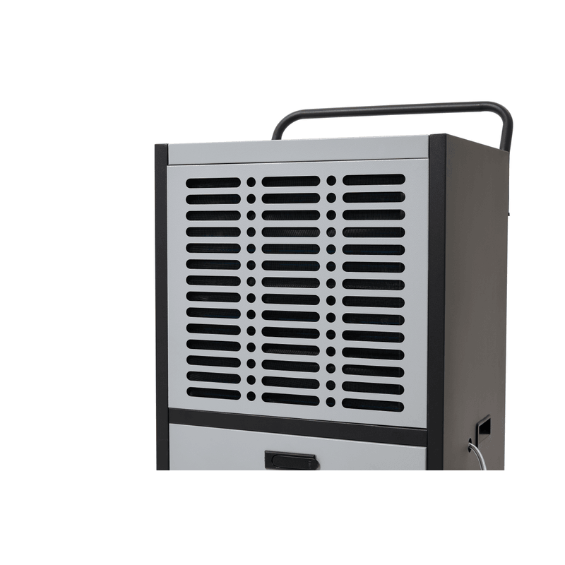 Dapper Supply 290-pint commercial dehumidifier top air grille closeup.