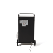 Dapper Supply 290-pint commercial dehumidifier rear view with warning labels.