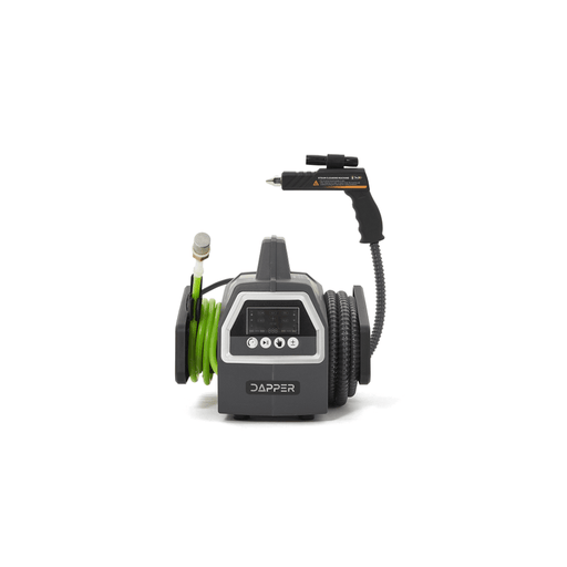 Dapper Supply 5-in-1 portable steam cleaner rear view with LCD control panel.