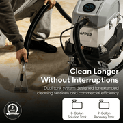 Dapper Supply 500 PSI heated carpet extractor 8 gallon solution and 9 gallon recovery tanks.