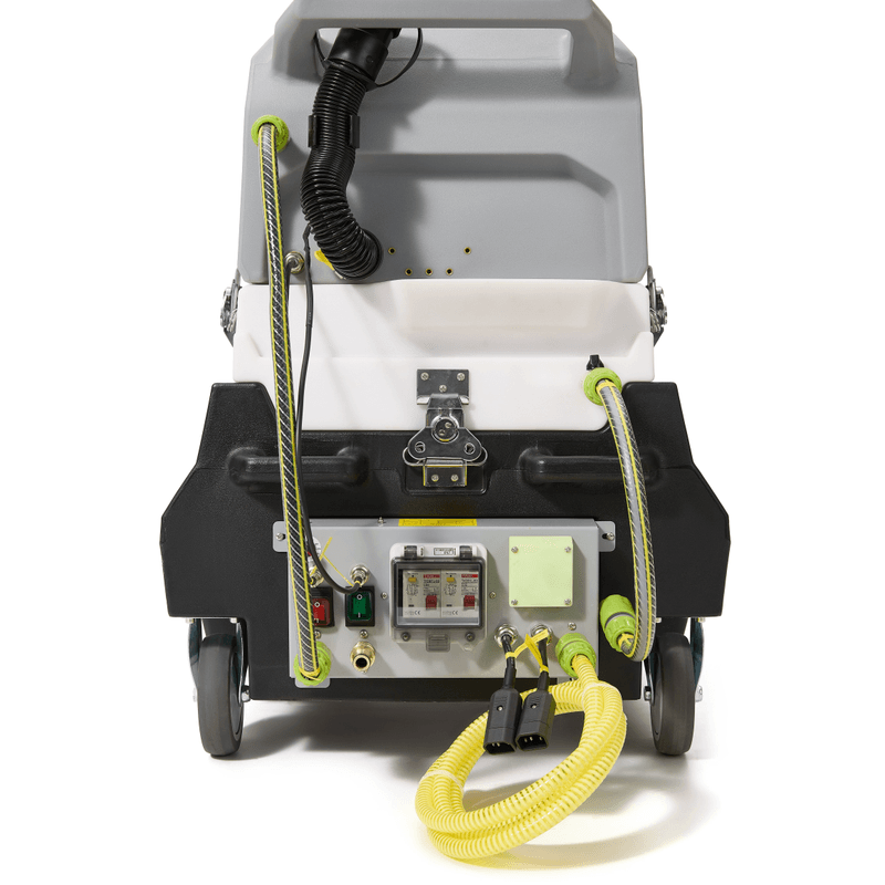 Dapper Supply 500 PSI heated carpet extractor rear control panel close-up.