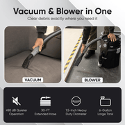Dapper Supply 6-gallon wall mount vacuum and blower in one mode comparison.