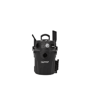 Dapper Supply 6-gallon wall mount wet dry vacuum front view with spec label.