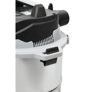 Dapper Supply 6-gallon wet/dry vacuum motor head latch closeup.