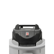 Dapper Supply 6-gallon wet/dry vacuum motor head and carry handle closeup.