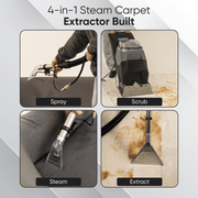 Dapper Supply 4-in-1 carpet extractor spray, scrub, steam, and extract functions.