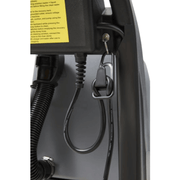Dapper Supply commercial carpet extractor cord storage hook closeup.
