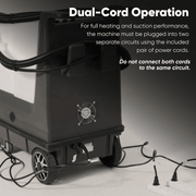 Dapper Supply carpet extractor dual-cord operation using two separate circuits.