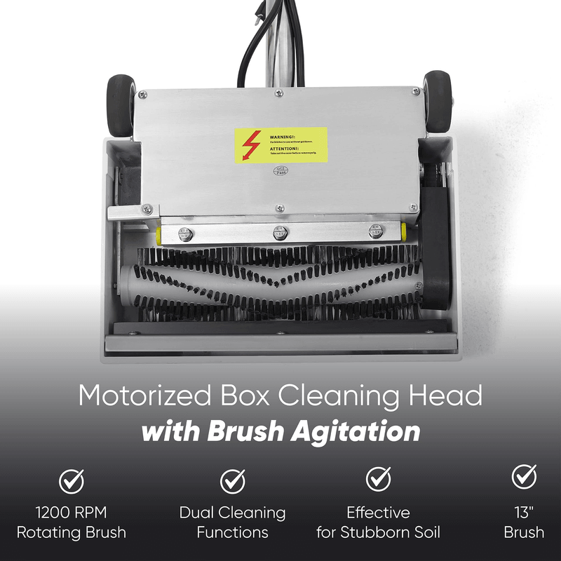 Dapper Supply carpet extractor motorized box head with 1200 RPM rotating brush.
