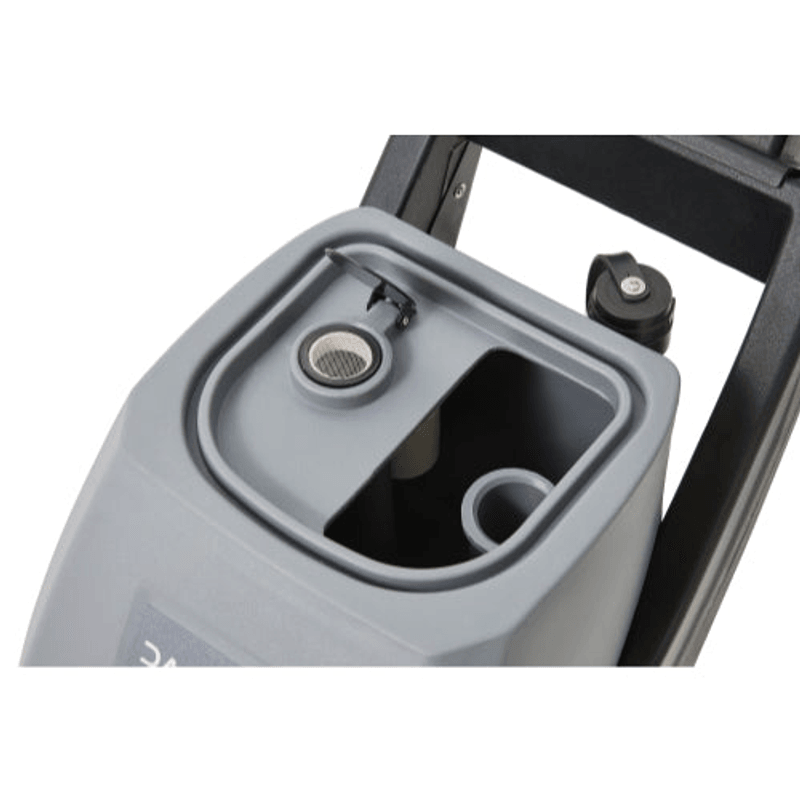 Dapper Supply commercial carpet extractor solution tank fill area closeup.