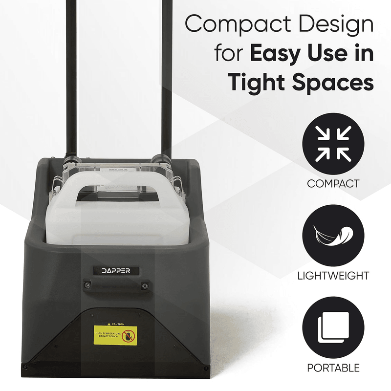 Dapper Supply carpet restoration machine compact, lightweight, and portable design for tight spaces.