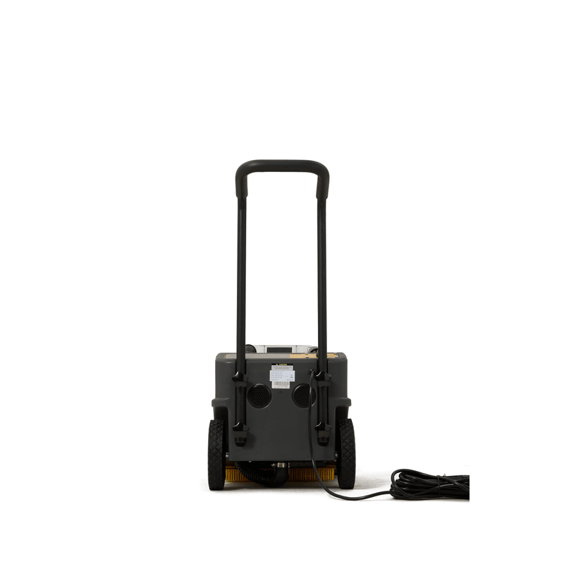 Dapper Supply carpet restoration machine rear view showing the rating label and power cord.