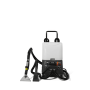 Dapper Supply carpet and upholstery steam extractor front view with steam handle and extraction wand.