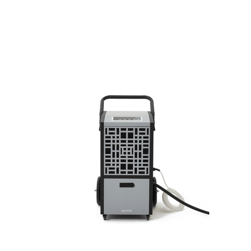 Dapper Supply 105-pint commercial dehumidifier front view with control panel and intake grille.