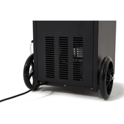 Dapper Supply 105-pint commercial dehumidifier rear vented panel and large transport wheels.