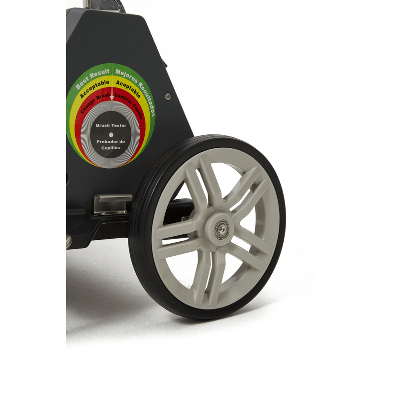 Dapper Supply CRB floor machine built-in brush wear tester gauge and rear wheel.