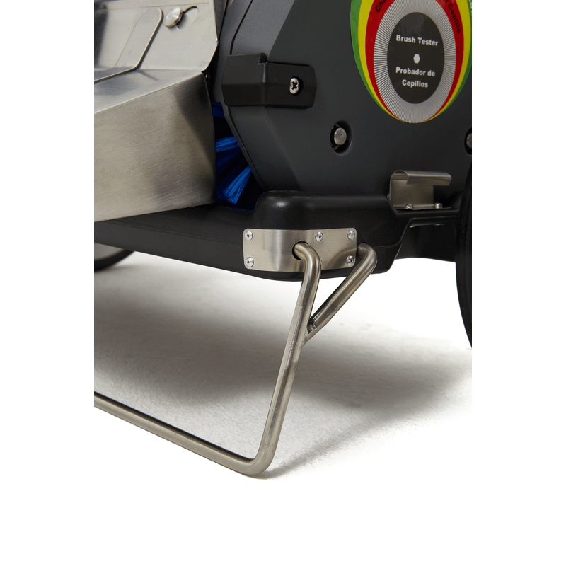 Dapper Supply CRB floor machine stainless foot lever and brush tester detail.