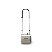 Dapper Supply 14-inch counter-rotating brush floor machine front view with handle extended.