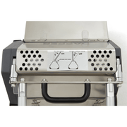 Dapper Supply 14-inch counter-rotating brush floor machine on and off operation label.