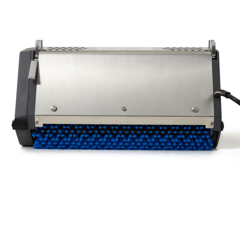Dapper Supply CRB floor machine top panel with on and off handle operating instructions.