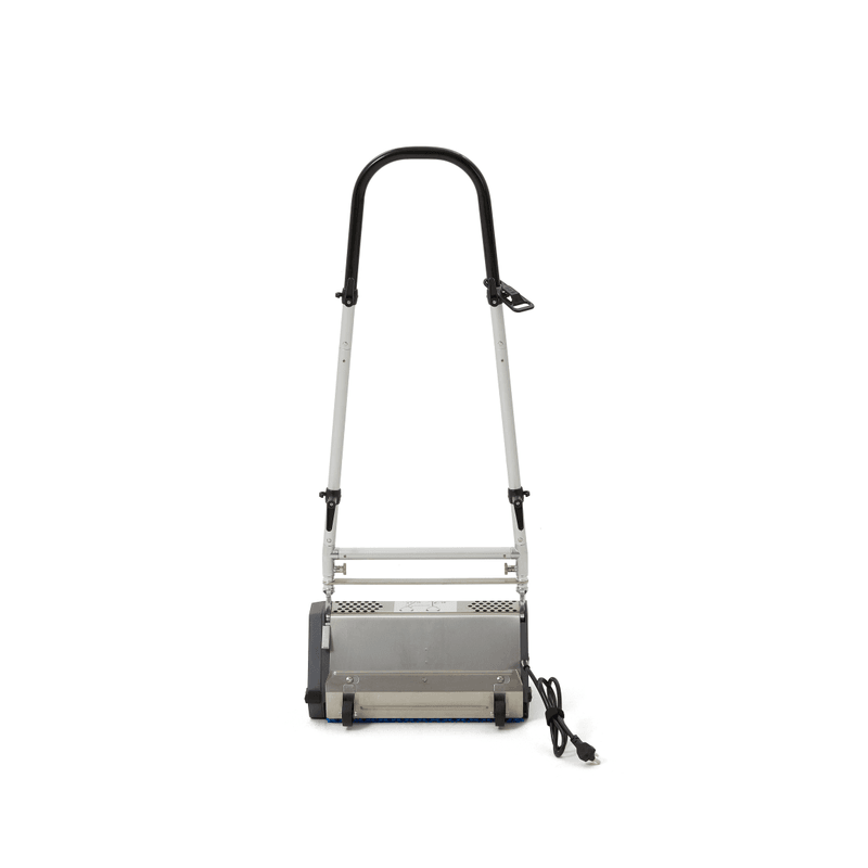 Dapper Supply 18-inch CRB floor machine low rear view with power cord and brush head.