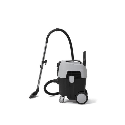 Dapper Supply 8-gallon wet/dry dust extractor side view.