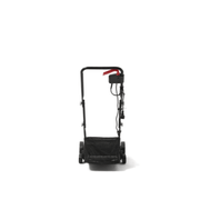 Dapper Supply 13-inch electric dethatcher and scarifier folded side profile.