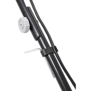 Dapper Supply 13-inch electric dethatcher and scarifier handle adjustment knob and cord clip.