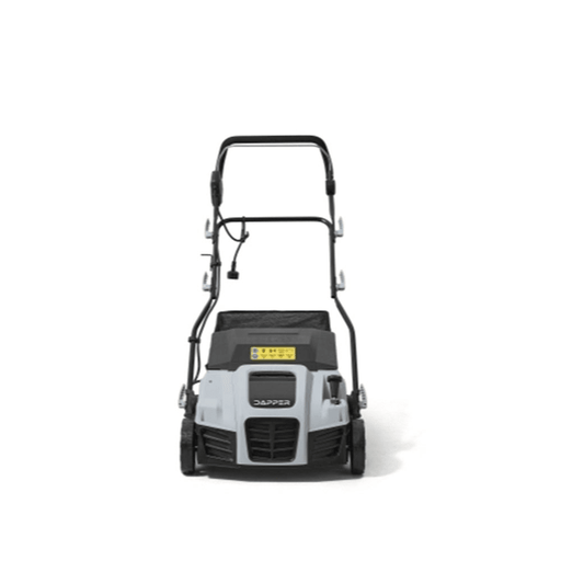 Dapper Supply 16-inch electric dethatcher and scarifier rear view.