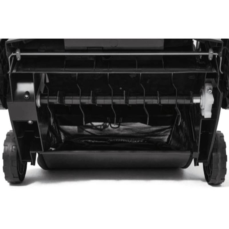 Dapper Supply electric dethatcher underside scarifier blades closeup.