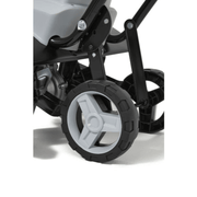 Dapper Supply electric tiller adjustable depth wheel close up.