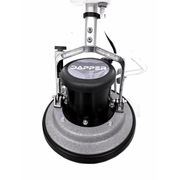 Dapper Supply floor buffer polisher motor housing and pad driver head detail.