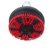 Dapper Supply floor buffer polisher with the red scrubbing brush installed.