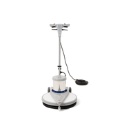 Dapper Supply 20-inch commercial floor burnisher front view with pad installed.