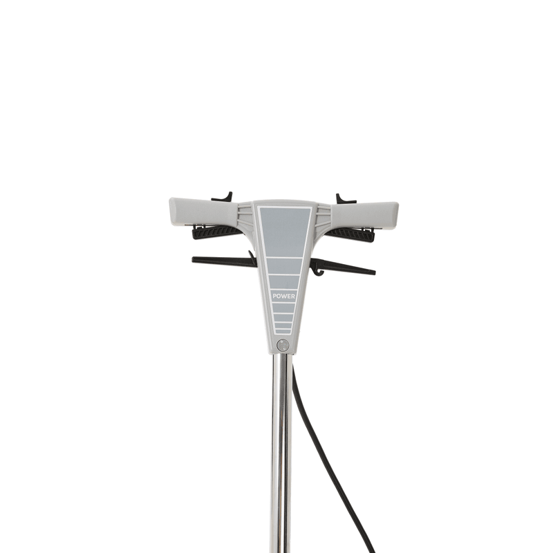 Dapper Supply floor burnisher handle controls with power panel and thumb levers.