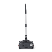Dapper Supply cordless floor scrubber rear view with battery indicator and model label.