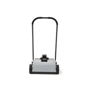 Dapper Supply 22-inch battery-powered sweeper front view with upright handle.